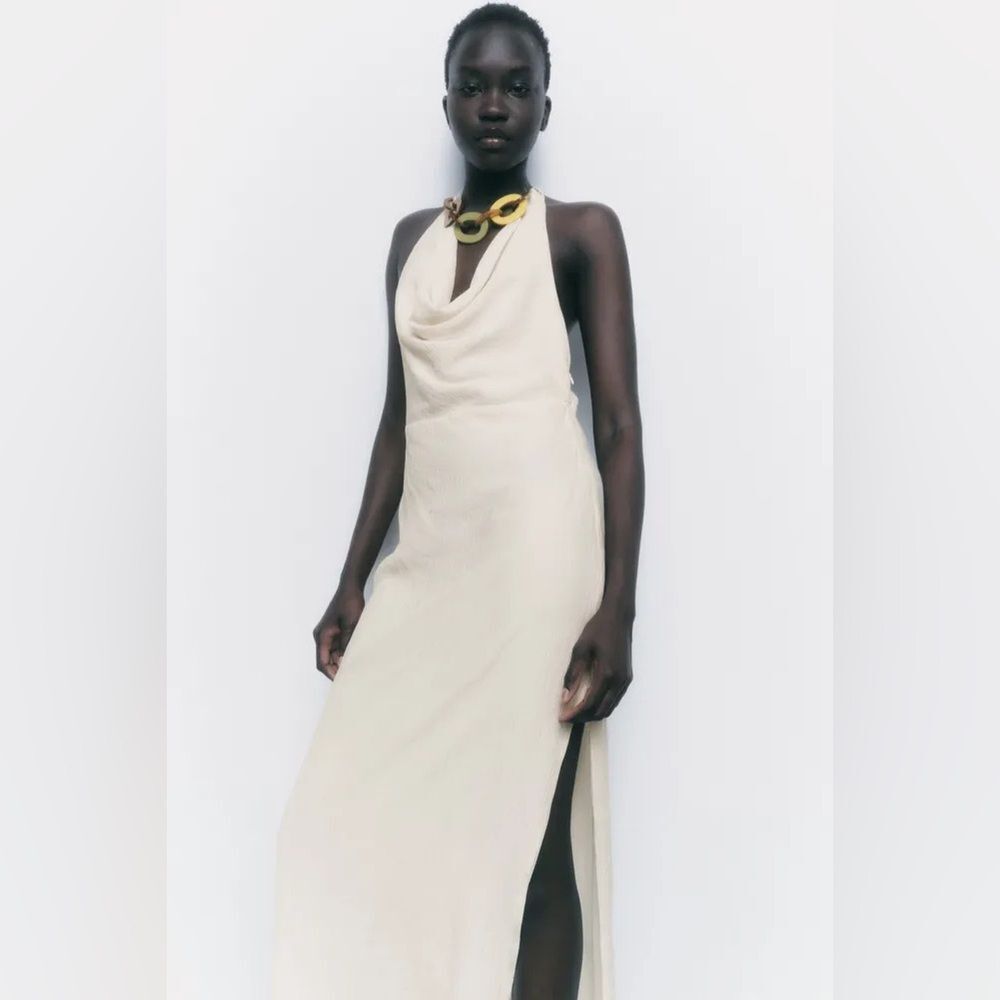 NWT ZARA HALTER DRESS WITH LINK NECKLACE